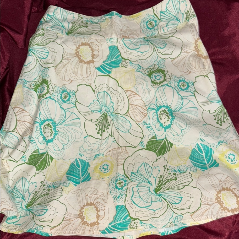 La Belle Blue and Green A-Line Knee-Length Skirt